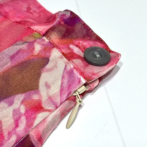 Jones New York Silk Chiffon Pink Floral Skirt 35"W Flowy Fairy Romantic Feminine - Picture 6 of 12